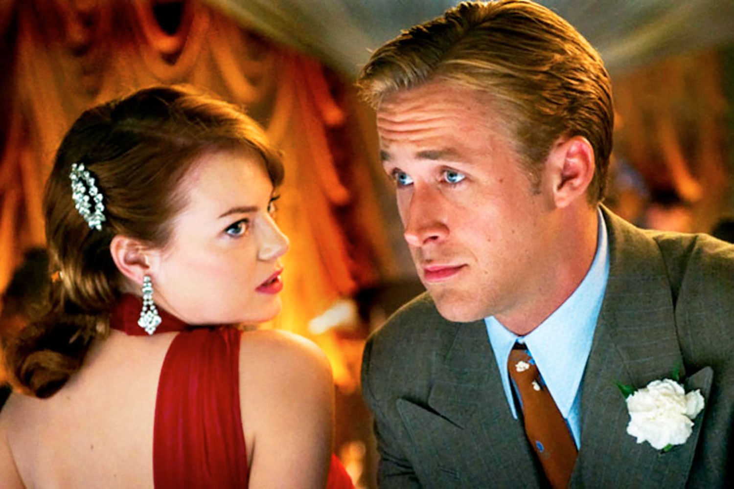 Ryan Gosling and Emma Stone in Gangster Squad