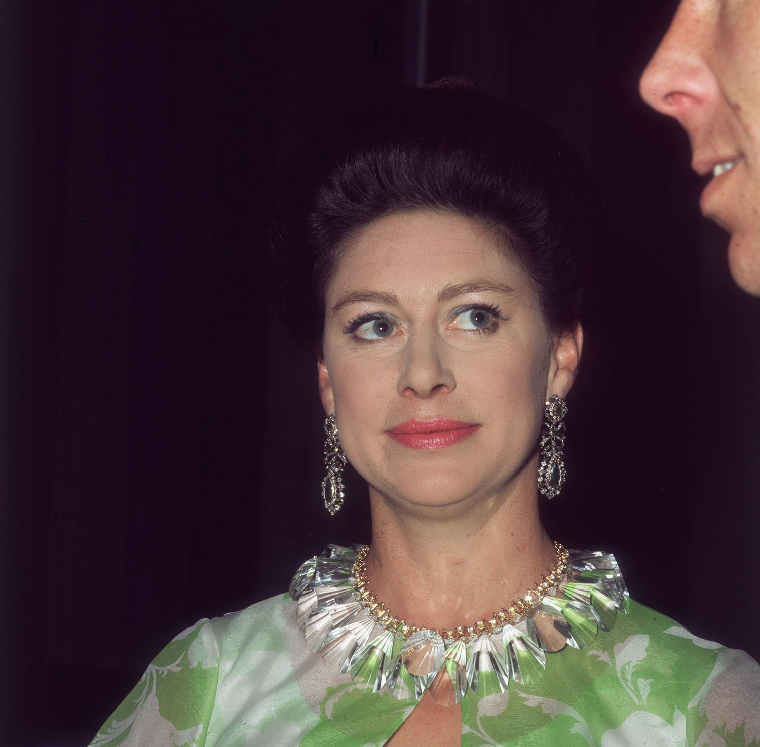 Princess Margaret at the Royal Festival Hall after a Frank Sinatra concert in aid of the NSPCC, May 7, 1970