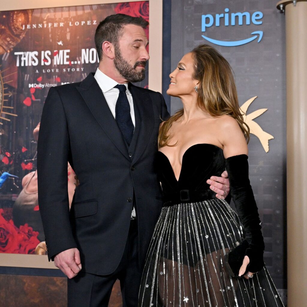 Ben Affleck and Jennifer Lopez attend the Los Angeles Premiere of Amazon MGM Studios "This Is Me...Now: A Love Story" at Dolby Theatre on February 13, 2024 in Hollywood, California.