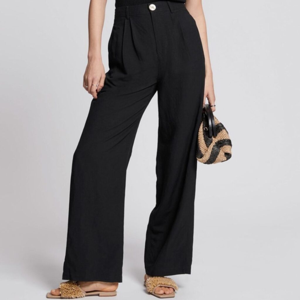 black high waist linen trousers 