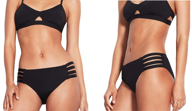 The Seafolly Active Hybrid Bralette Bikini Top and Multi Strap Hipster Pant Brief In Black are examples of swimwear in classic colours, with cut-out features that remain timeless.