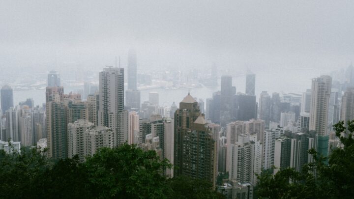 a view of the hong kong skyline