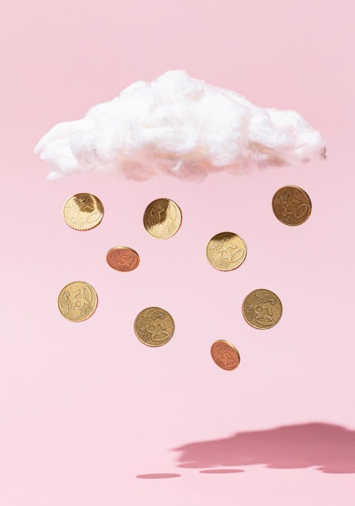 money falling from cloud