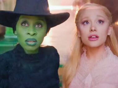 cynthia erivo and ariana grande in character as elphaba and glinda in the movie adaptation of Wicked.