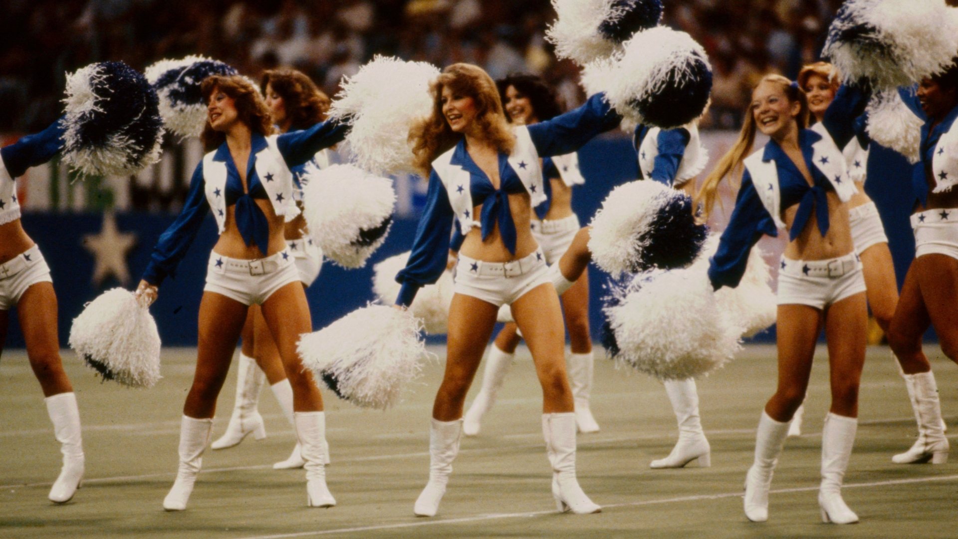 : Dallas Cowboy Cheerleaders, Baltimore Colts at Dallas Cowboys, at Texas Stadium on the ABC Sports tv series 'Monday Night Football'.