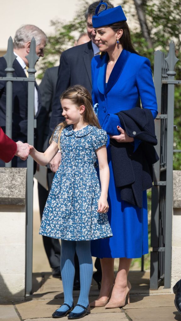 Kate Middleton and Princess Charlotte match for an Easter service. 