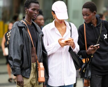 Natalia Verza, Julia Comil and Gabriella Berdugo are seen, outside Paul & Joe, during Paris Fashion Week - Womenswear Spring Summer 2021 on October 05, 2020 in Paris, France.