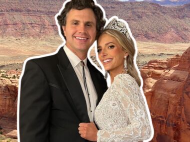 Hannah and Daniel Neeleman super imposed over a image of Utah's rocky countryside.