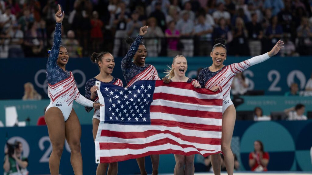 Team USA winning a gold medal