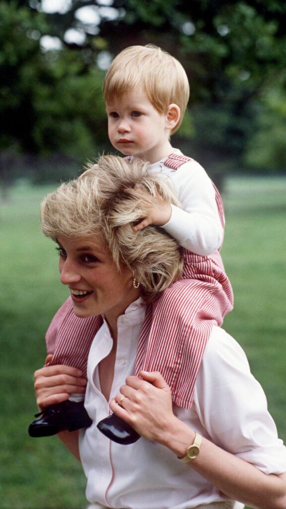 Princess Diana and a young Prince Harry. 
