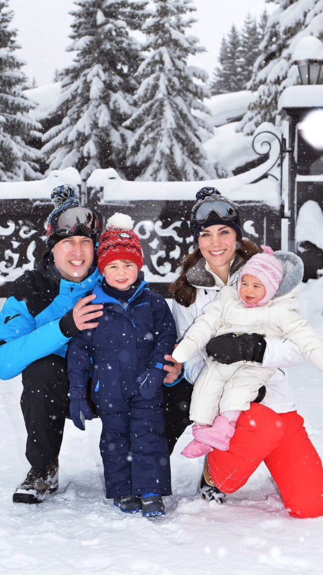 kate and william and kids skiing in courchevel