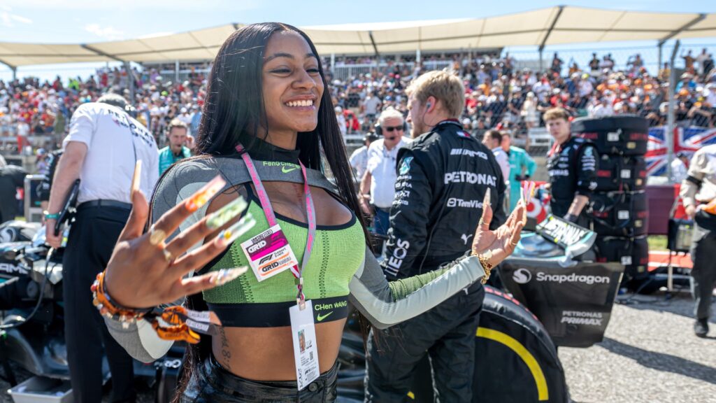 ShaCarri Richardson, during the F1 Grand Prix of United States at Circuit of The Americas on October 22, 2023 in Austin, Texas.