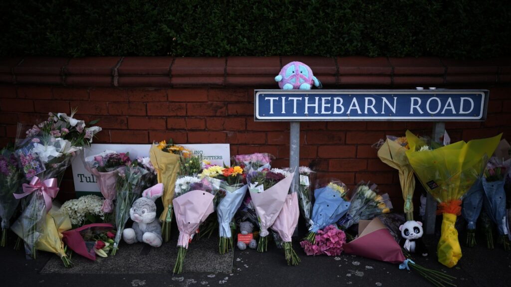 Tributes and candles to the victims of the Southport knife attack continue to be laid near the scene on July 30, 2024 in Southport, England. A teenager armed with a knife attacked children at a Taylor Swift-themed holiday club in Hart Lane, Southport yesterday morning. Three children have died and five children and two adults remain in a critical condition in hospital. A 17-year-old boy has been arrested.