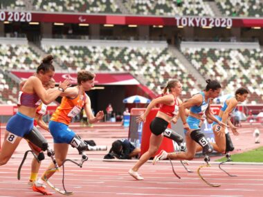 Monica Graziana Contrafatto of Team Italy competes in the Women's 100m - T63 Round 1 - Heat 1 on day 11 of the Tokyo 2020 Paralympic Games at Olympic Stadium on September 04, 2021 in Tokyo, Japan.