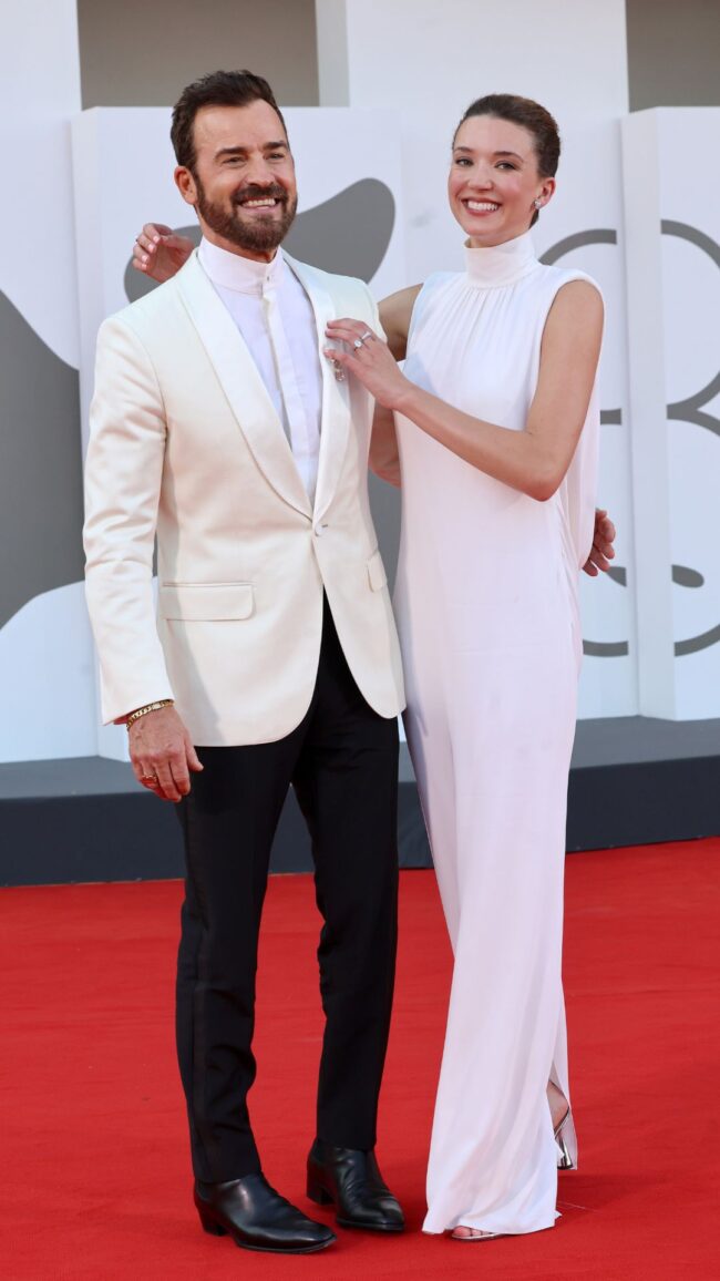 justin theroux and partner at the venice international film festiva