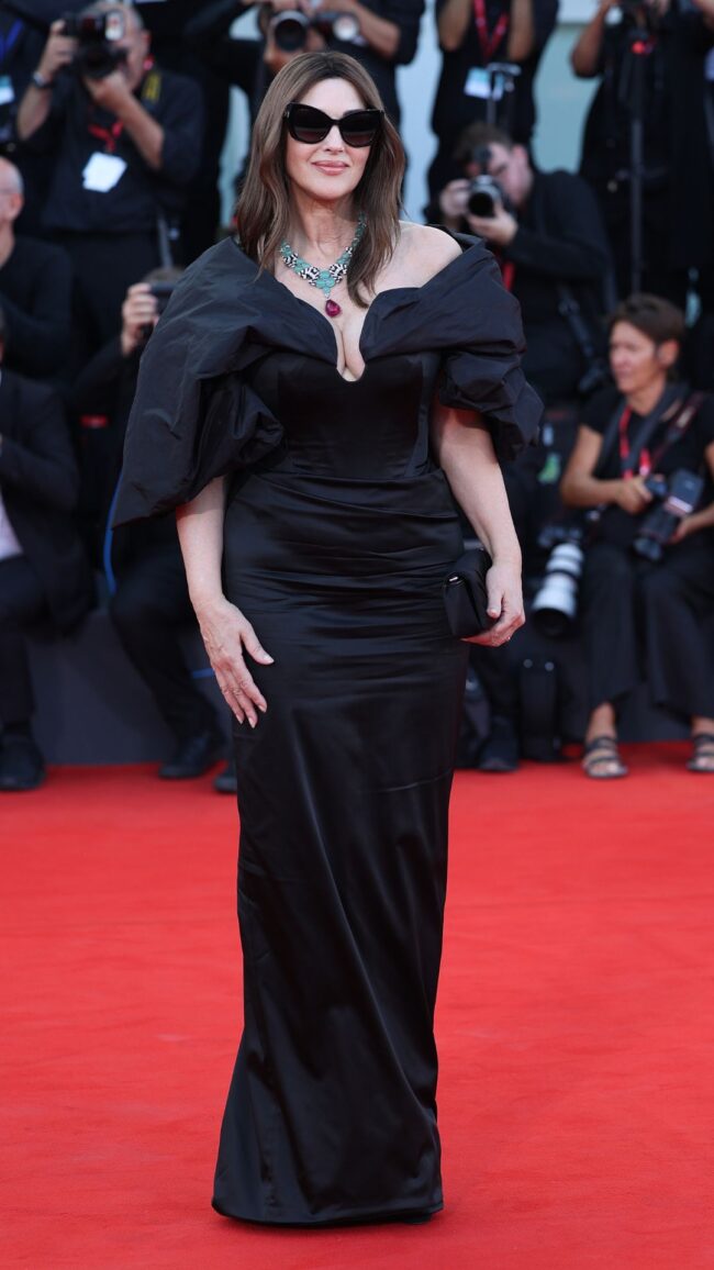 monica belluci in a black gown at the venice film festival