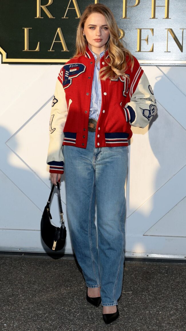 Joey King attends the Ralph Lauren fashion show during New York Fashion Week September 2024 at Khalily Stables on September 05, 2024 in Bridgehampton, New York.