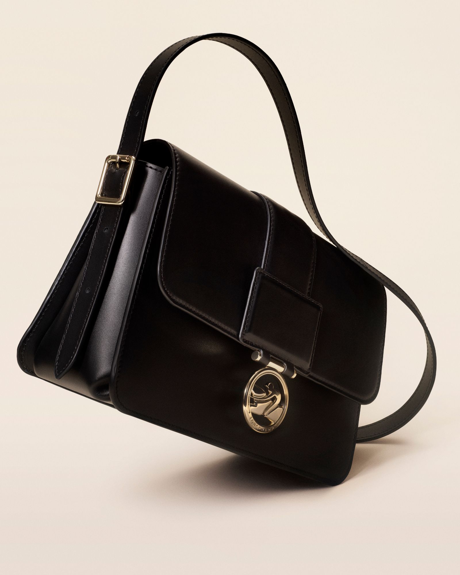 Longchamp Box-Trot Crossbody Bag in Black Leather