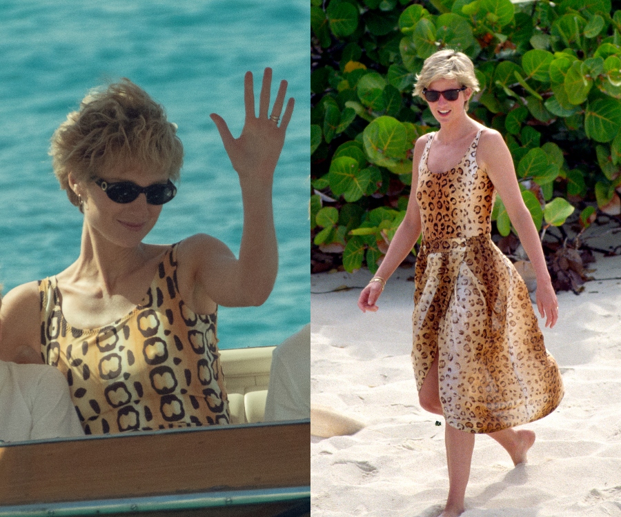 Princess-Diana-Leopard-Print-Swimsuit-The-Crown