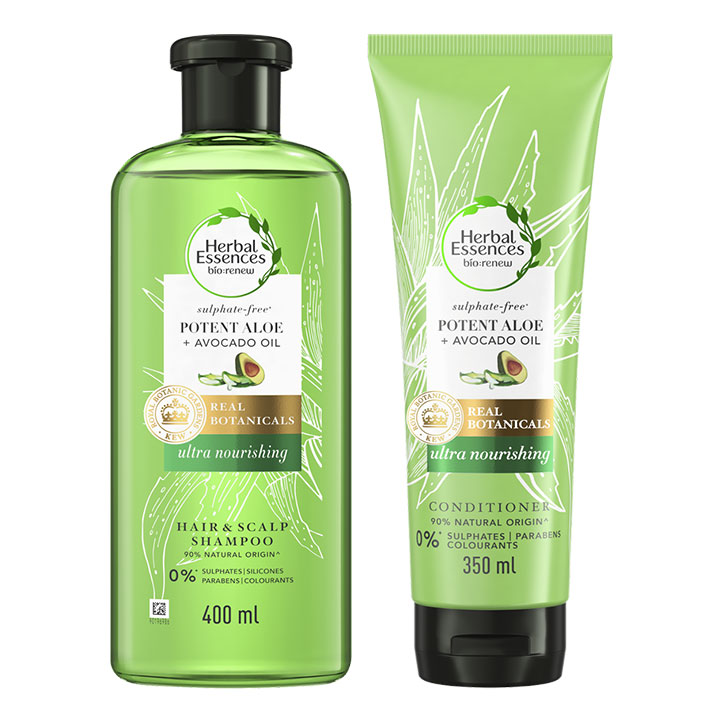 Herbal Essences’ Sulphate-Free Potent Aloe & Avocado Oil Shampoo & Conditioner