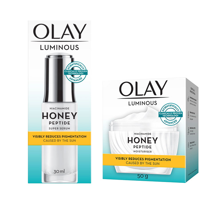 Olay Luminous Niacinamide Honey Peptide Brightening Super Serum and Moisturiser