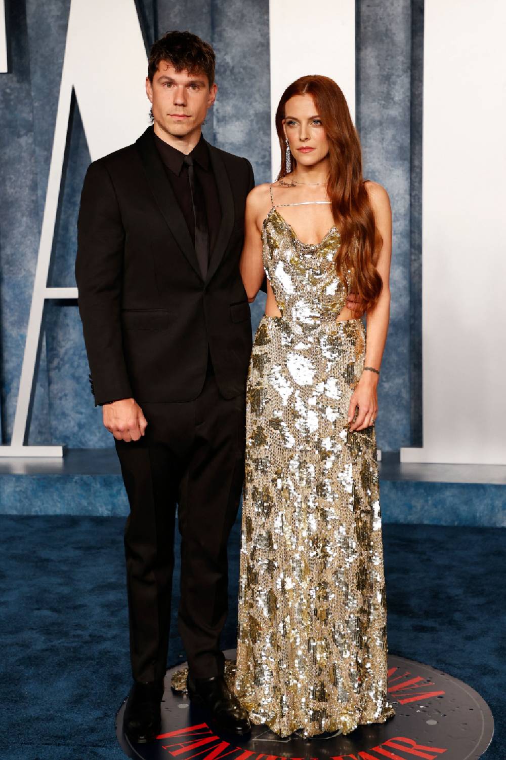 Riley Keough and her husband Ben Smith-Petersen attend the Vanity Fair 95th Oscars Party.