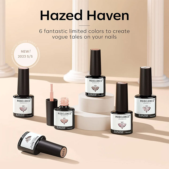 MODELONES Hazed Haven – 6 Shades Gel Nail Polish Set