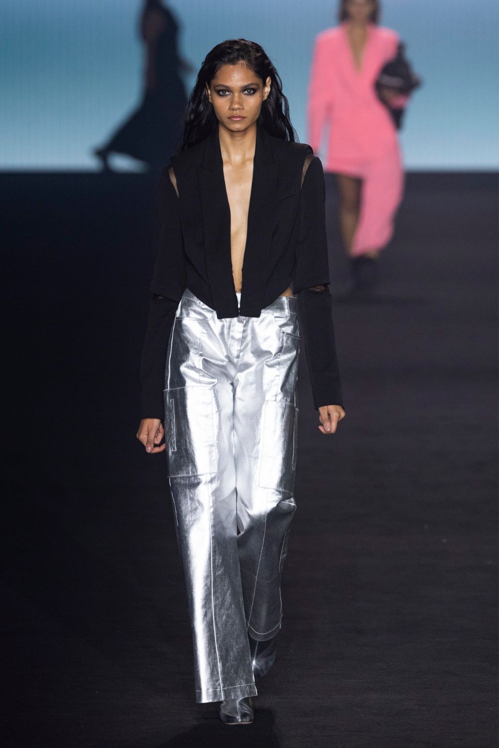 cue-fashion-week-2023-metallic-trousers