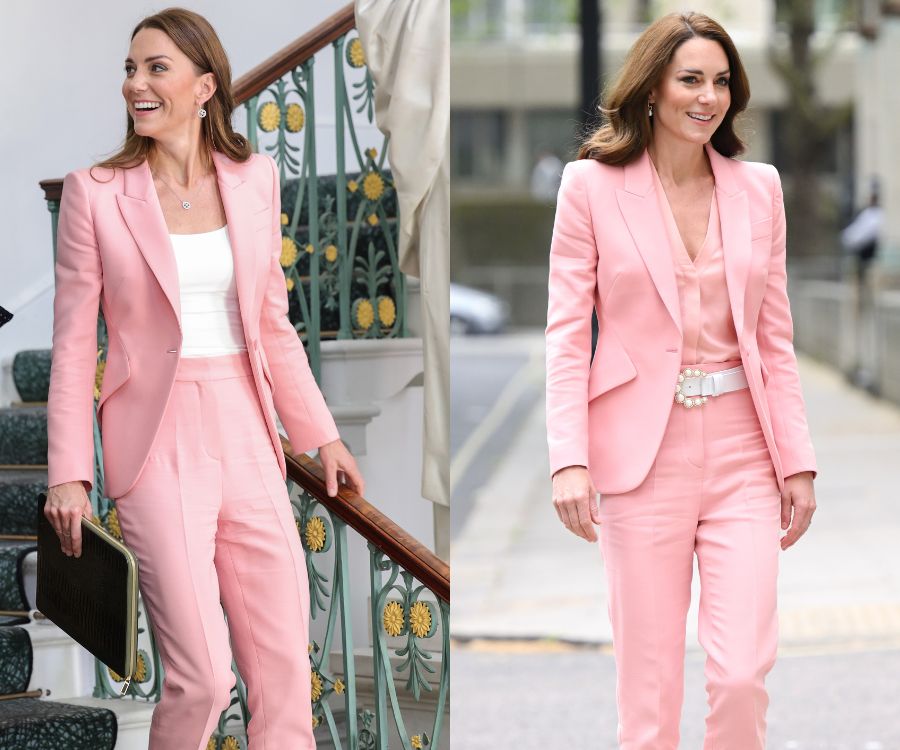 kate middleton pink alexander mcqueen suit barbiecore