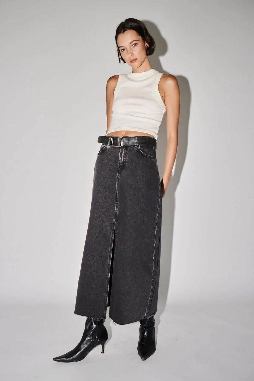 The Darcy Maxi Skirt from Neuw is a great example of a denim maxi pencil skirt.