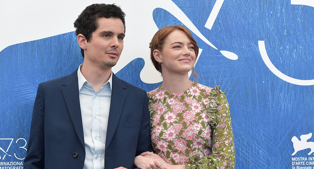 Emma Stone with La La Land Director Damien Chazelle