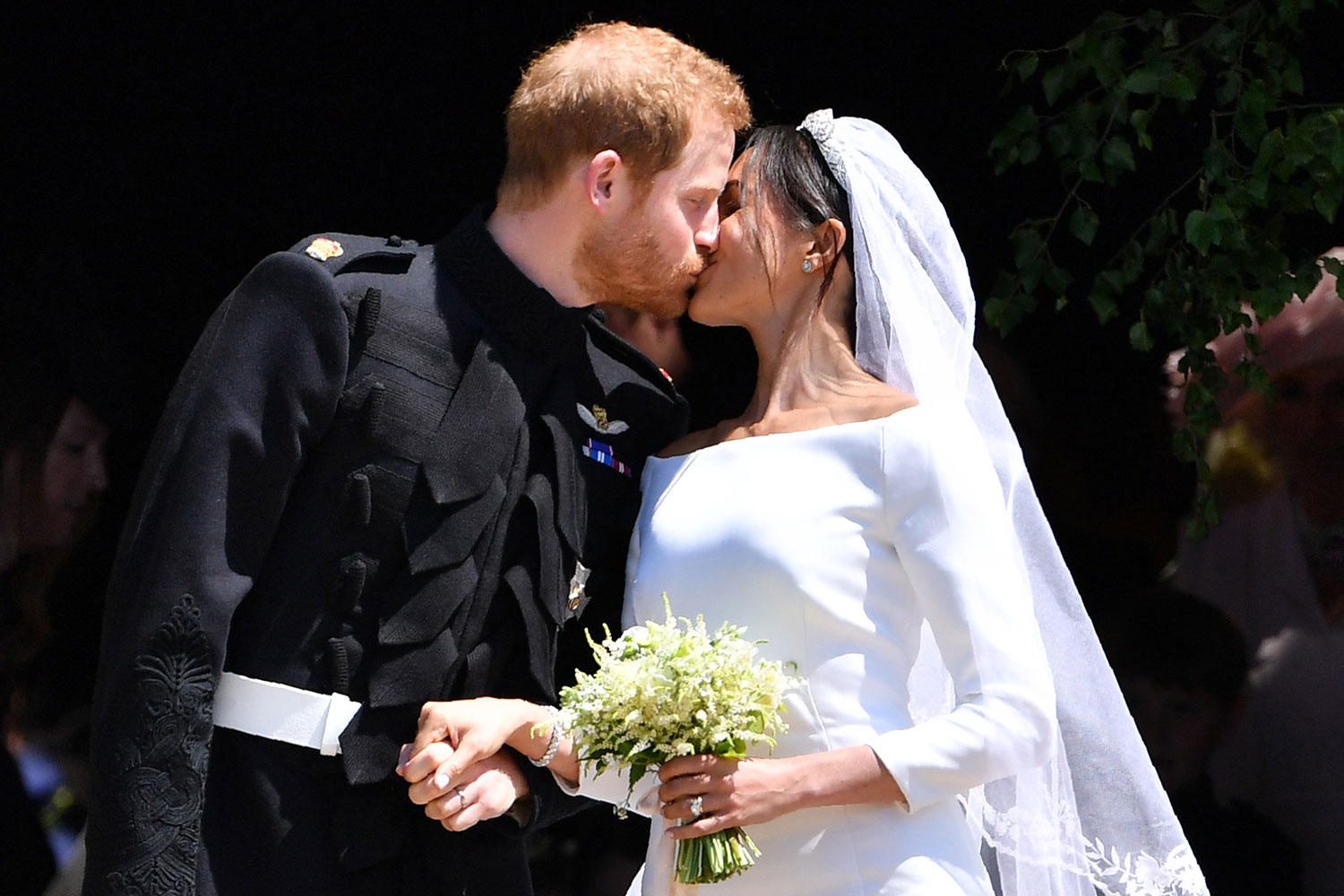 Meghan Markle and Prince Harry's first kiss as newlyweds