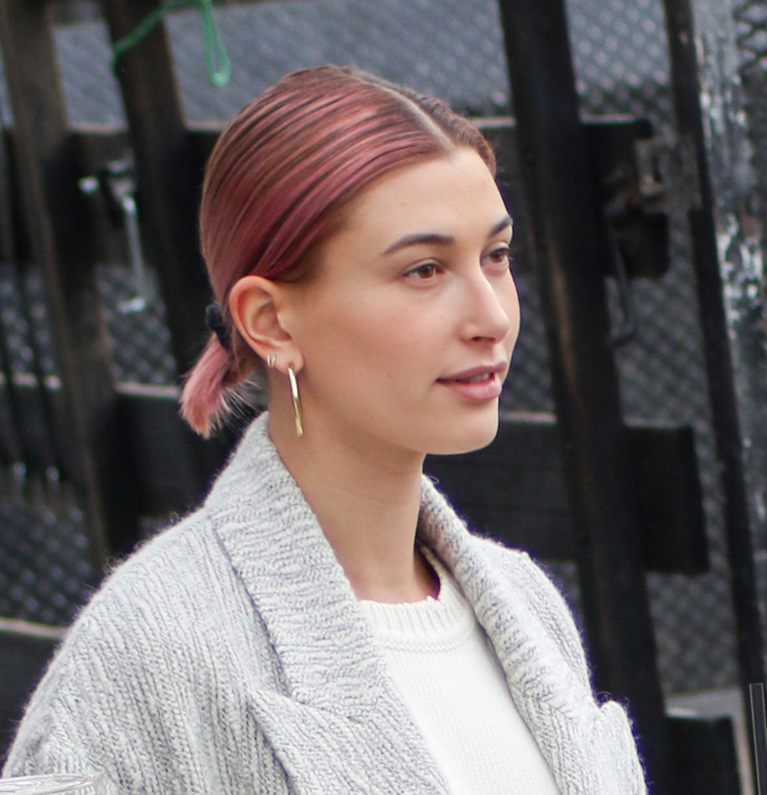 Hailey Baldwin pink hair