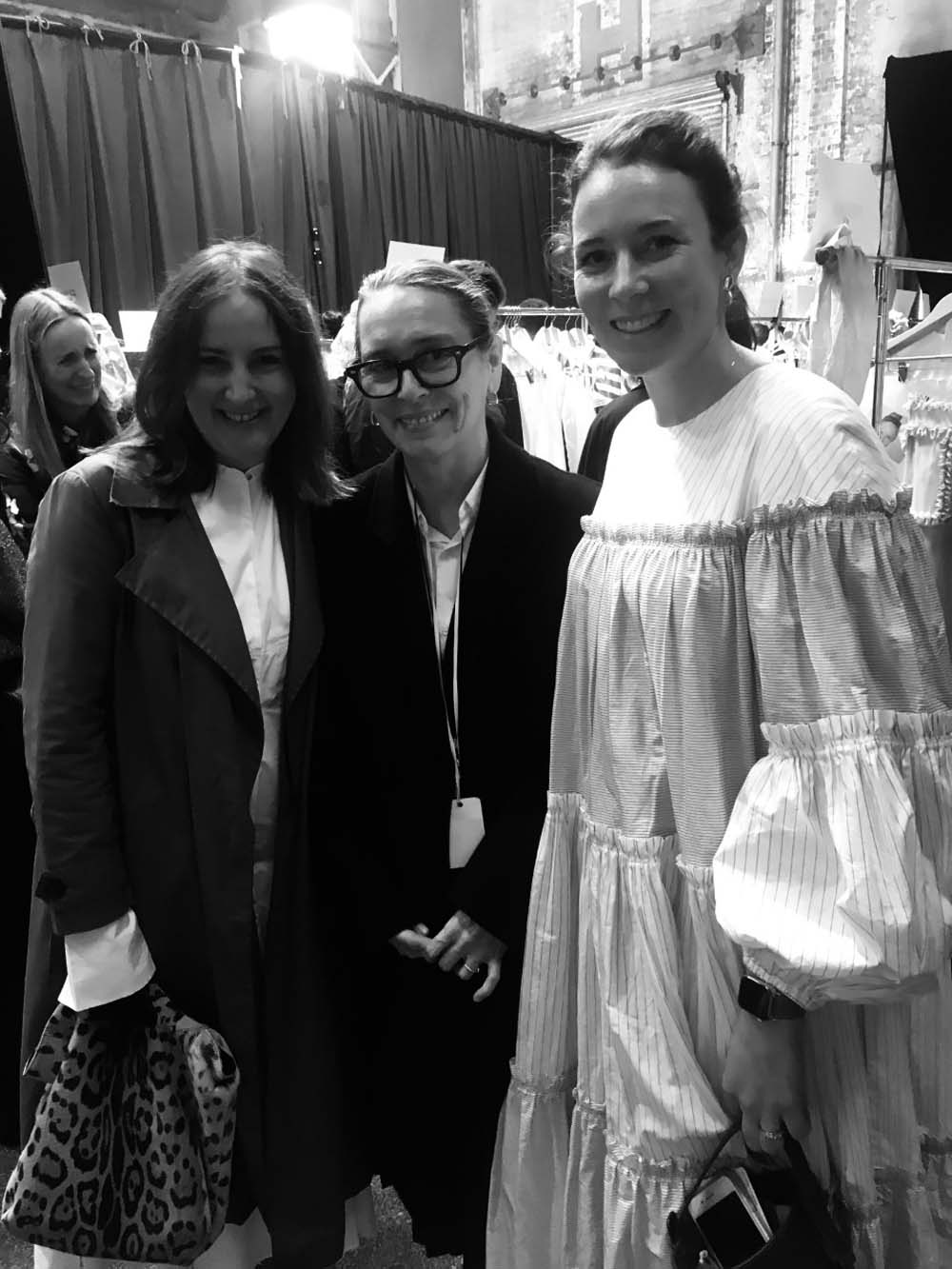 Backstage with Lee Mathews. Marie Claire Fashion Director Jana Pokorny, Lee Mathews and Senior Fashion Editor Chloe Buttenshaw.