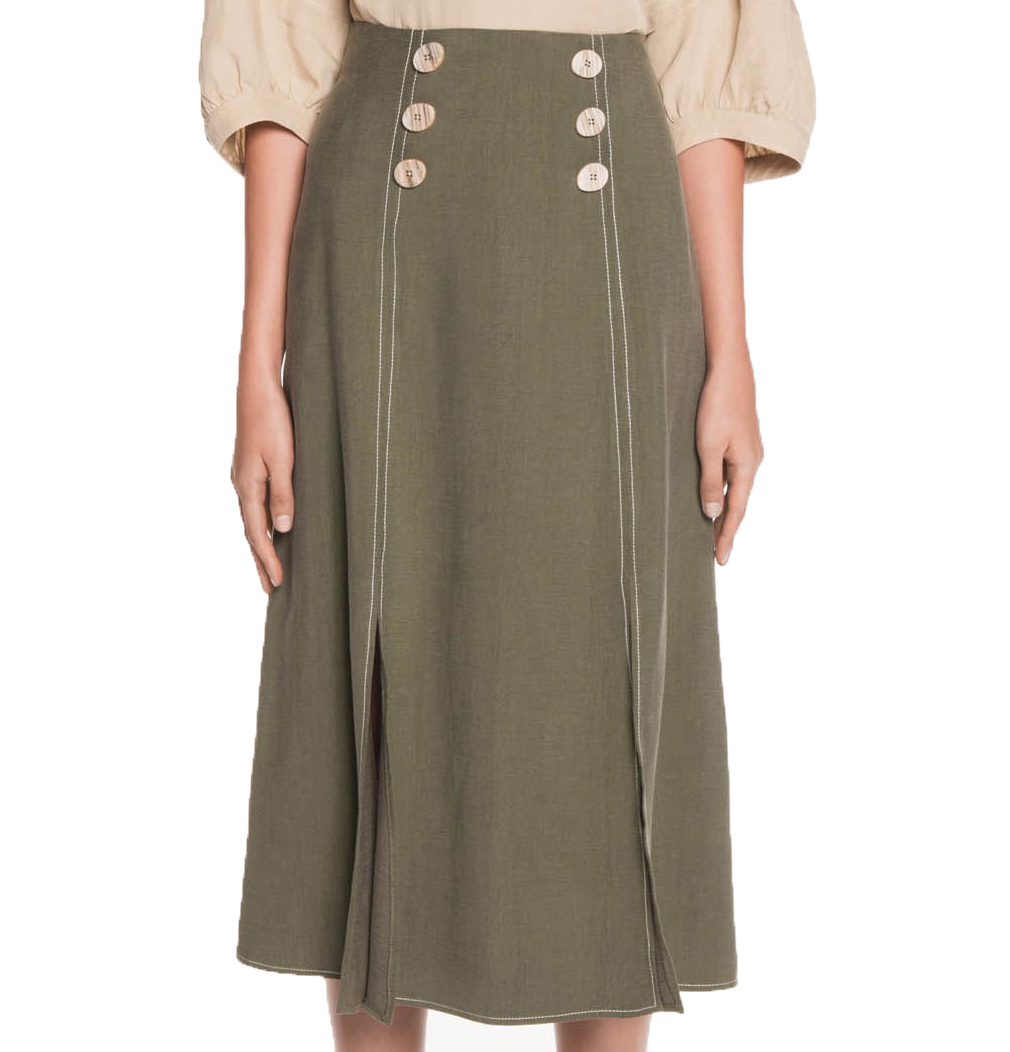 khaki linen skirt