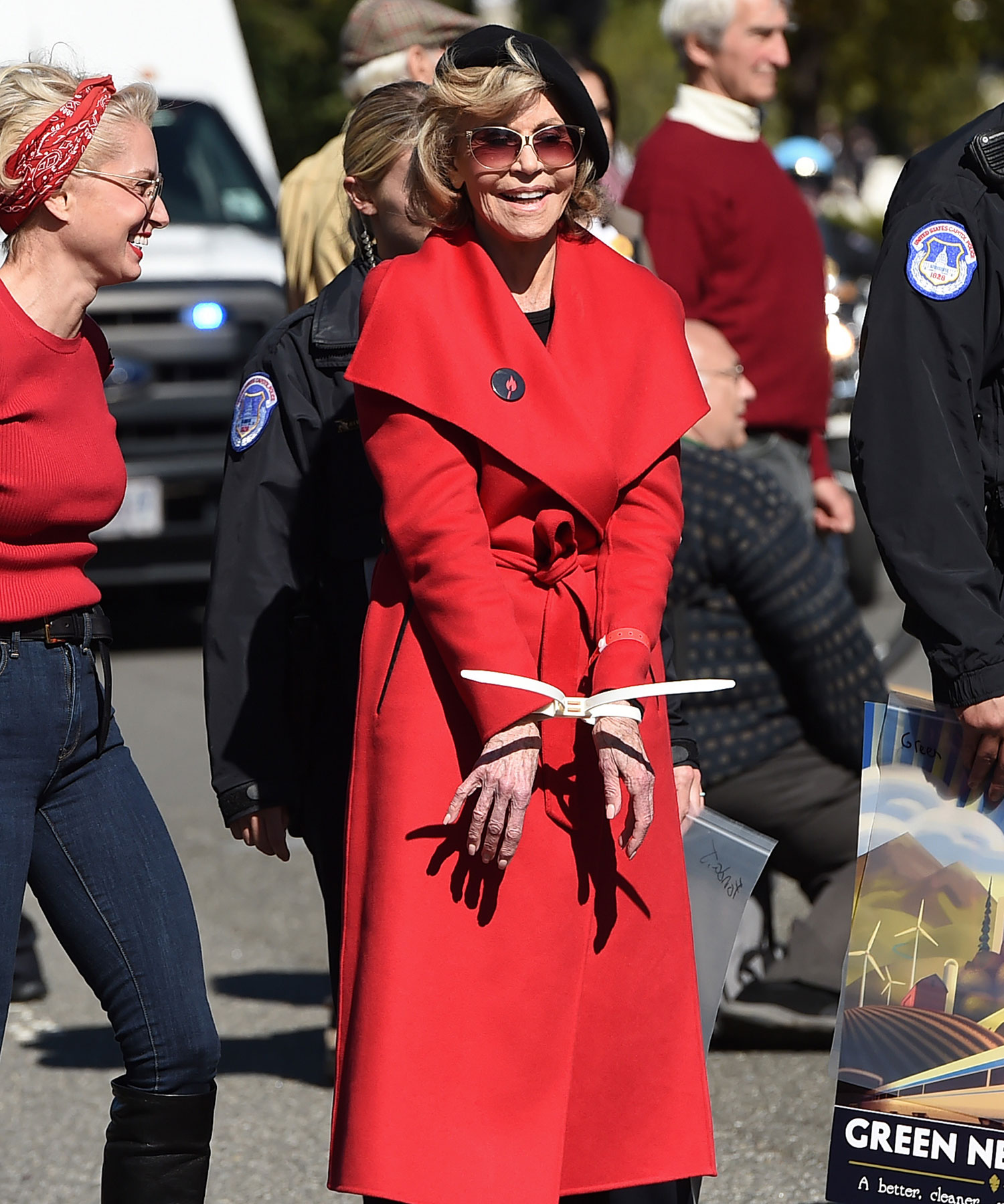 Jane Fonda Fire Drill Fridays Red Coat