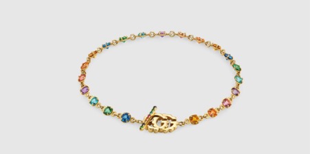 Double G Bracelet with mulitcolour stones