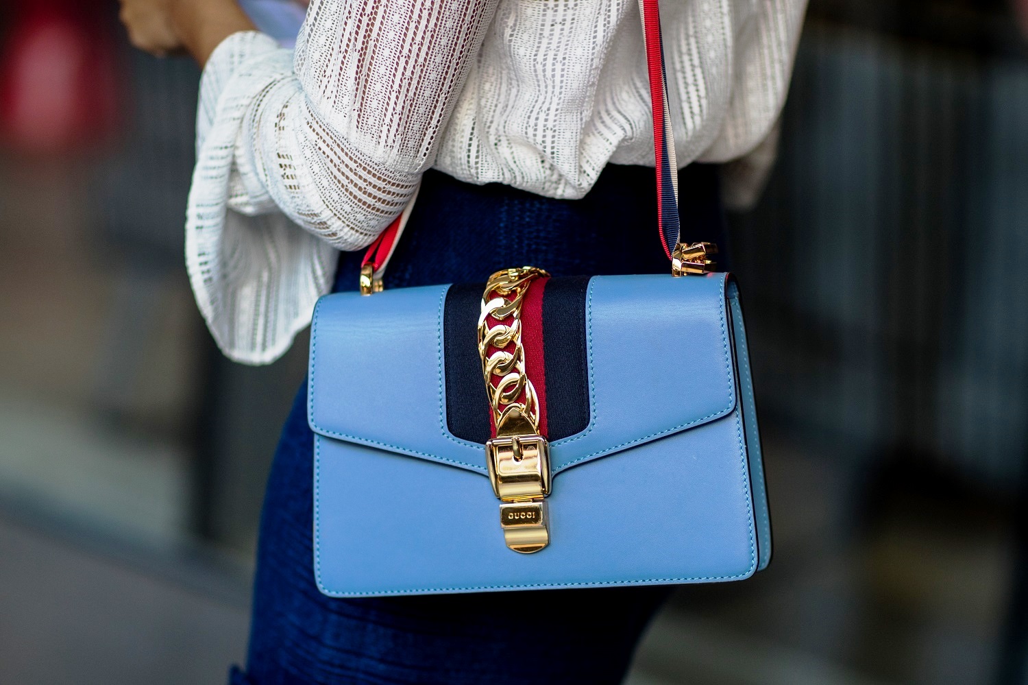 Blue Gucci bag