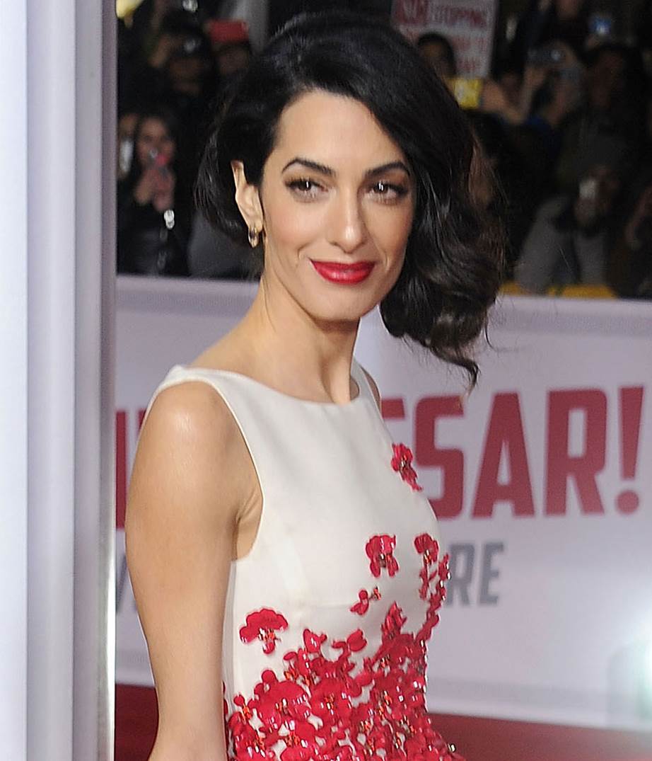 Amal pictured in February 2016 at the Hail, Caesar! premiere.