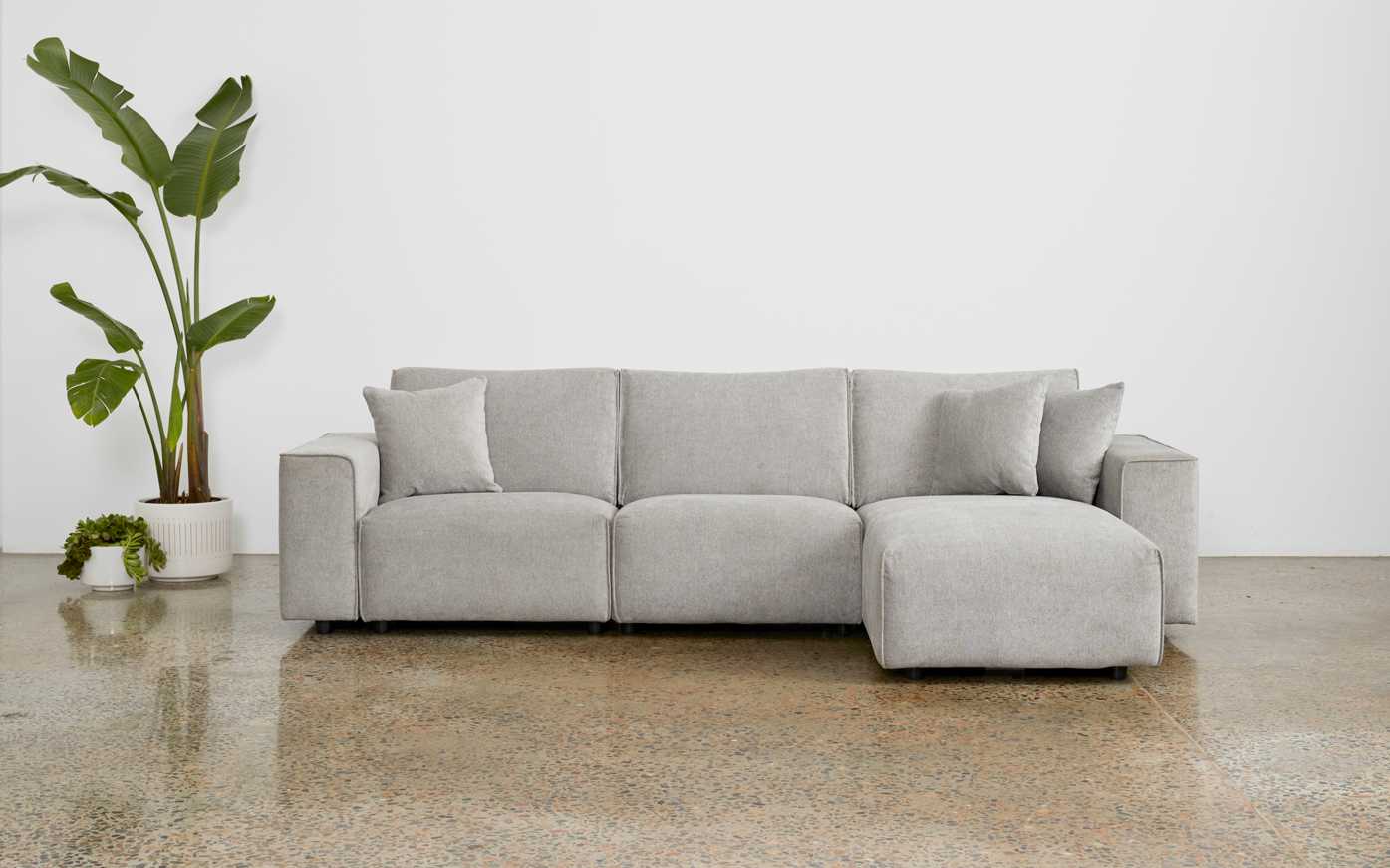 koala 3-seater & chaise modern sofa in Arvo Storm