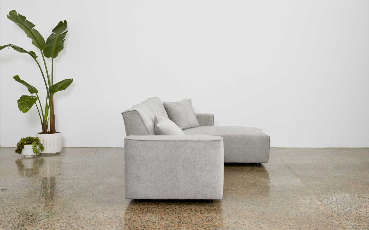 koala 3-seater & chaise modern sofa in Arvo Storm