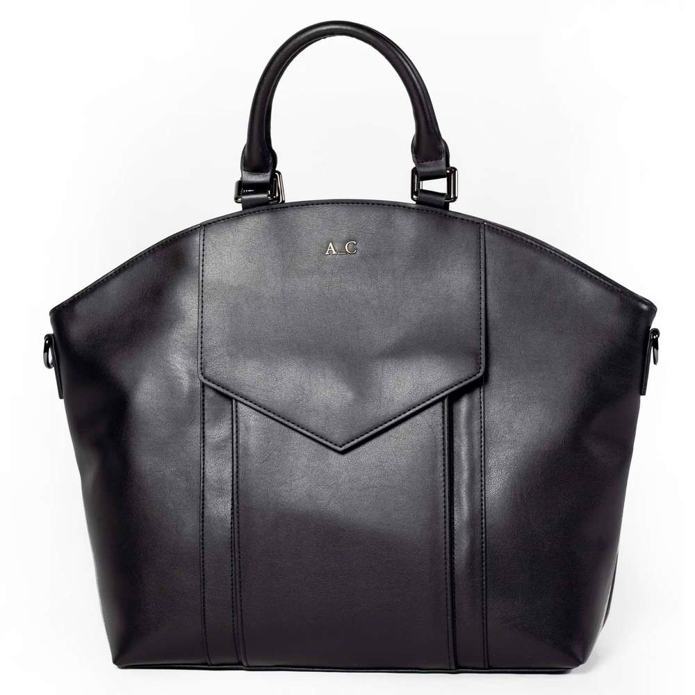 A C official black leather work bag tote