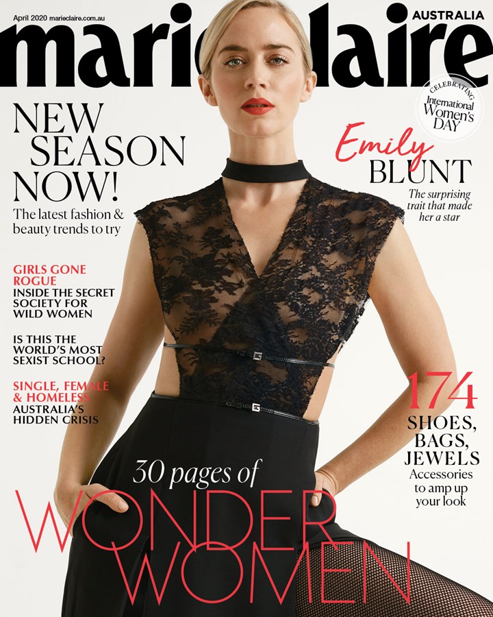 Emily Blunt on the cover of marie claire Australia magazine