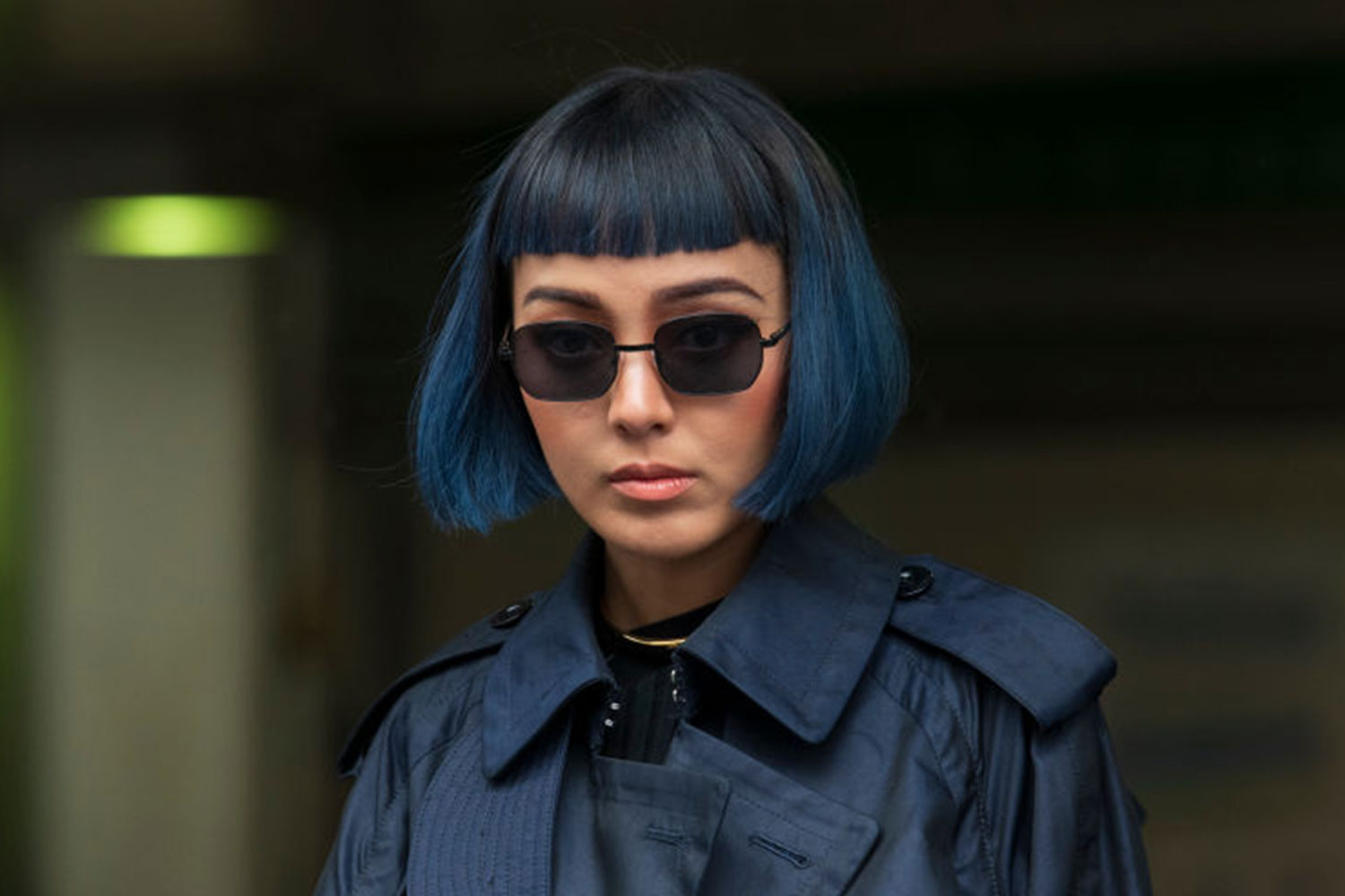 style details blue tinted hair