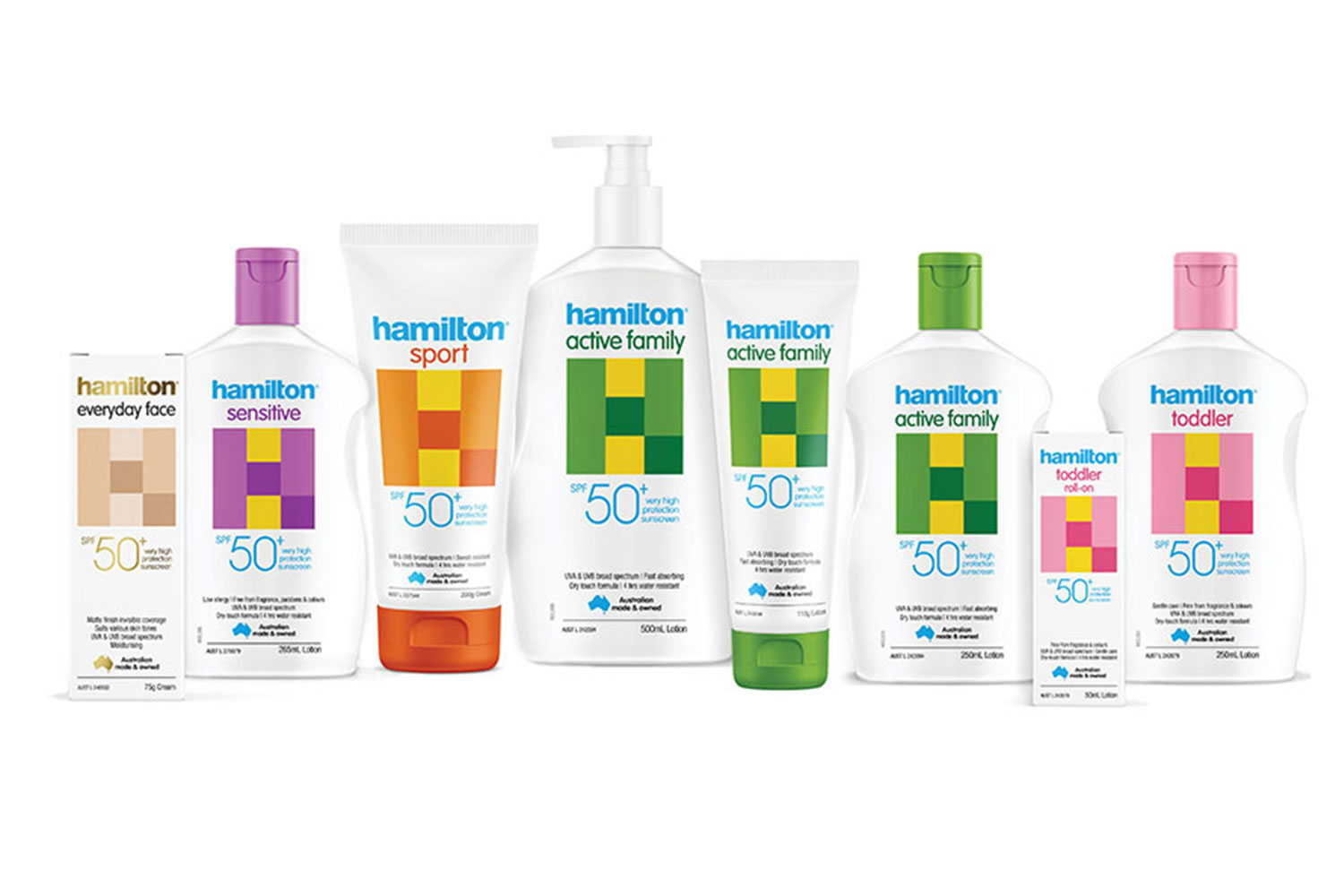 Hamilton Sunscreen SPF50+ range