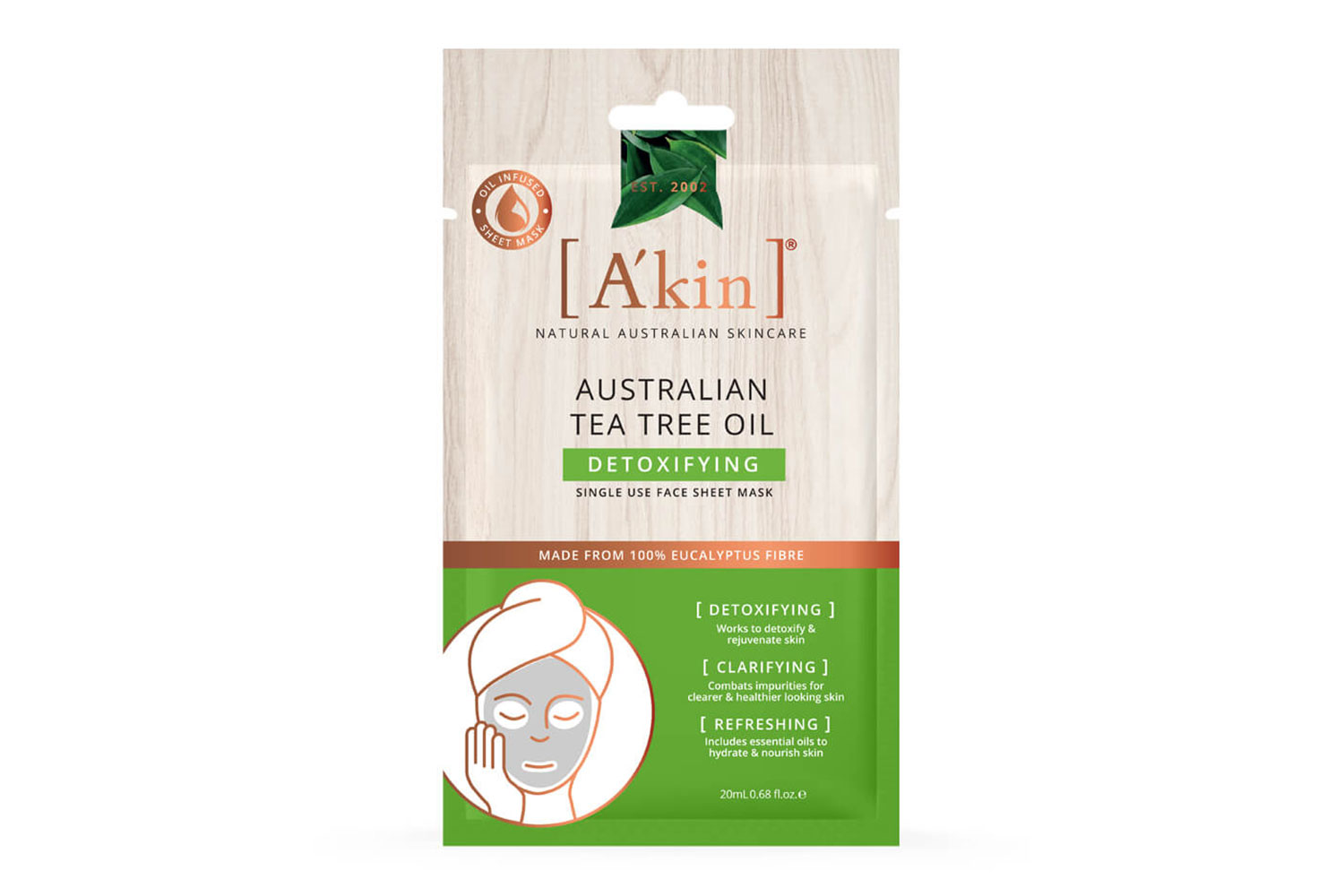 A'kin Australian Tea Tree Oil Detoxifying Face Sheet Mask
